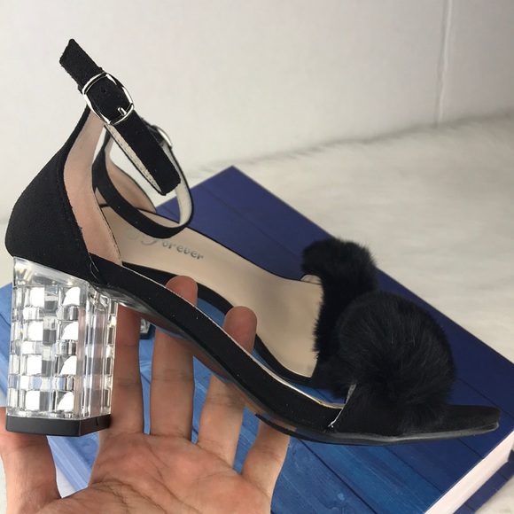 Black  Clear Chunky Heels Strapped - Picture 5 of 6